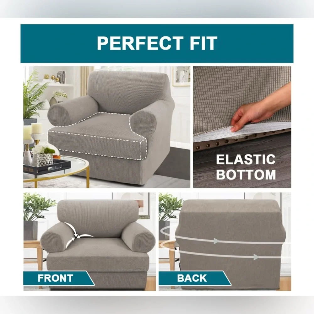 Turquoize ArmChair Slipcover with Individual T Cushion Seat Covers